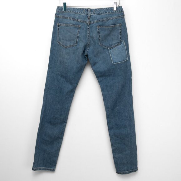 Free People Patched Jean Skinny Mid Rise Denim Patchwork Blue Size 28 - Picture 2 of 6
